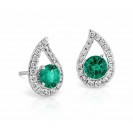 Emerald And Diamond Earring made in 14k White Gold ( 1ct)