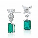 Emerald And Diamond Earring set in 18k White Gold (2cts Em)