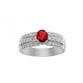 OVAL SHAPE RUBY BURMESE AND PAVÉ DIAMOND RING(0.68 ct Rby) OVAL SHAPE RUBY BURMESE AND PAVÉ DIAMOND RING(0.68 ct Rby)