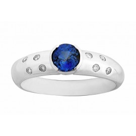 ROUND SHAPE BLUE SAPPHIRE AND DIAMOND RING (0.71ct Bs) ROUND SHAPE BLUE SAPPHIRE AND DIAMOND RING (0.71ct Bs)