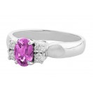 PINK SAPPHIRE OVAL SHAPE  AND DIAMOND RING(1.04 ct PS)
